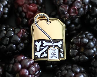 Poisonous Tea Bag & Skull Enamel Pin