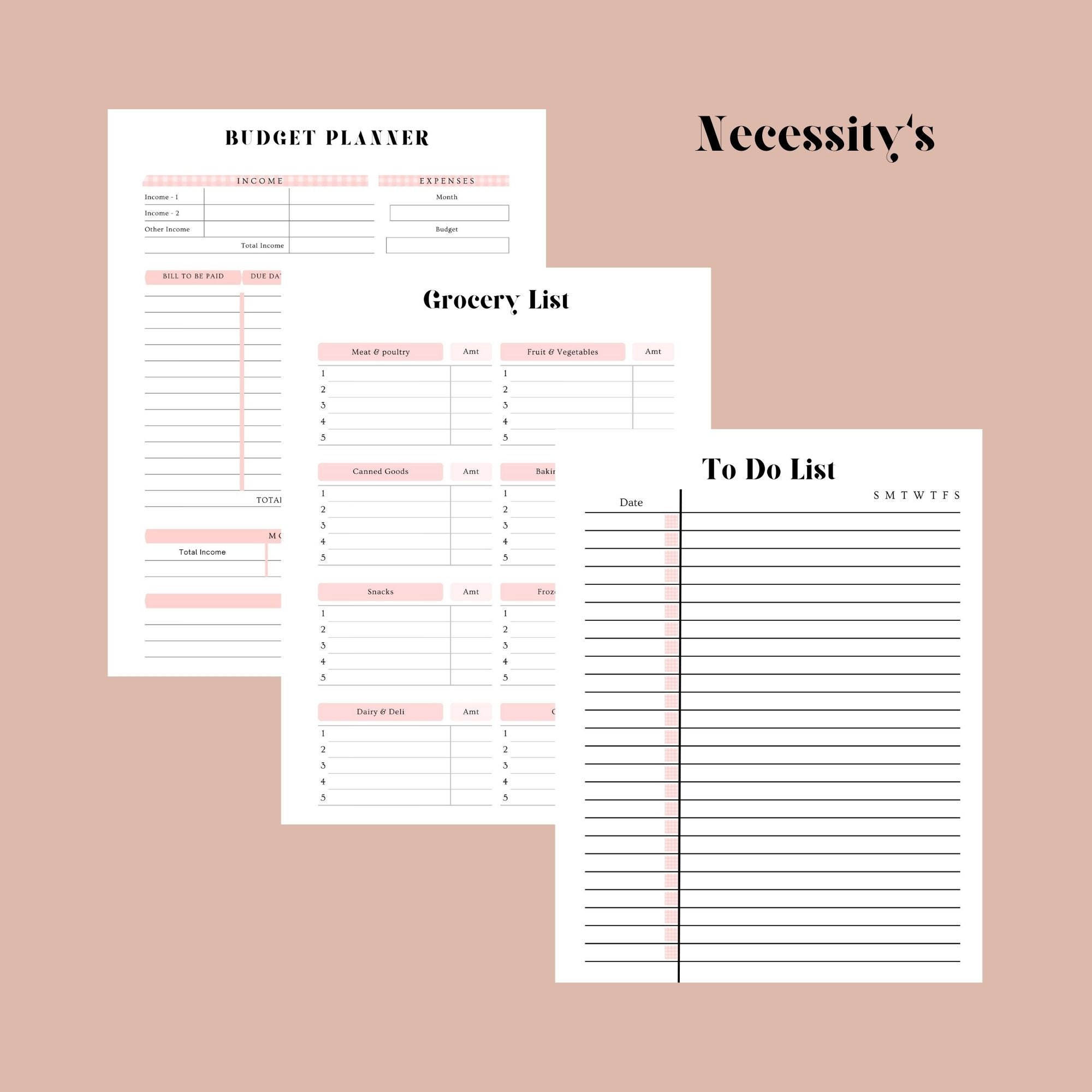 Daily, Weekly, Monthly Printable Planner Bundle, US Letter Size ...