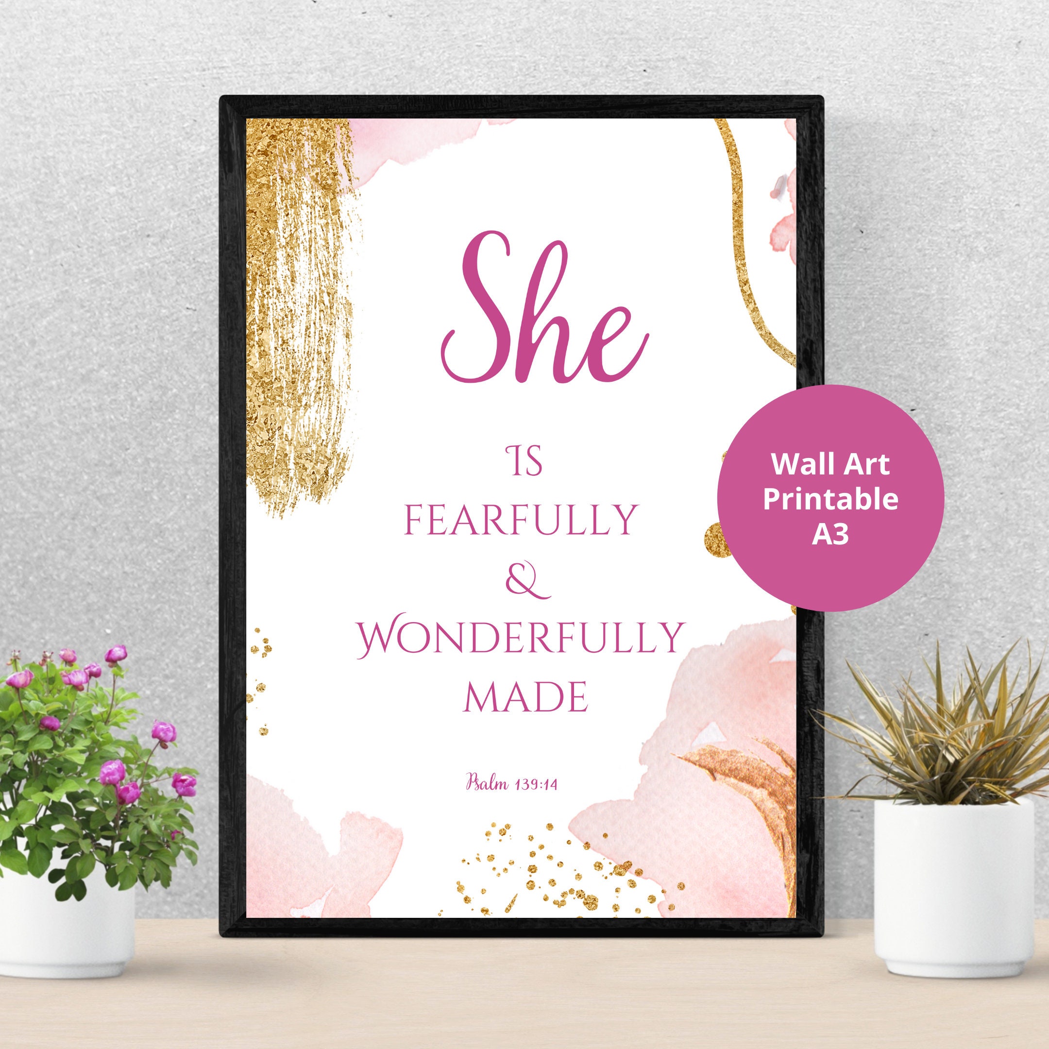 Printable Artwork Digital Download Bible Verse Psalm 139: 14 for ...