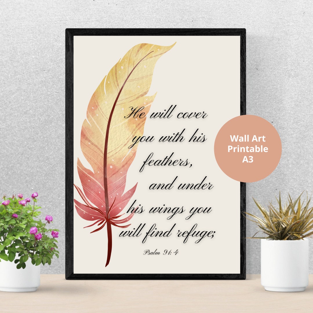 Printable Artwork Digital Download Bible Verse "under His Wings You ...