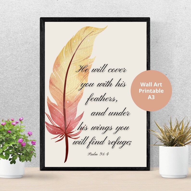 Printable Artwork Digital Download Bible Verse "under His Wings You ...