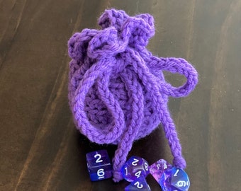 Purple Crochet Dice Bag WITH Dice