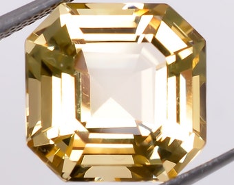 Champagne Quartz Gemstone: Natural Octagon Asscher Cut, 8.10 Carat