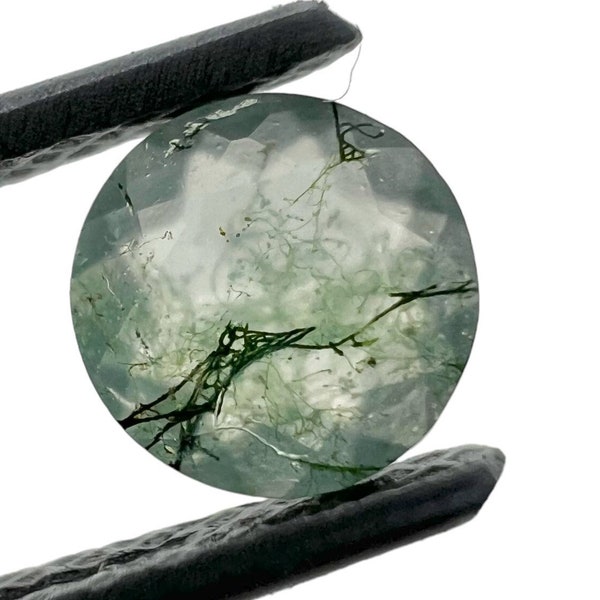 Green Moss Agate Round Brilliant Cut, Moss Agate Round Faceted Loose Gemstone Healing Crystals, Size 5.0X5.0 MM, Natural Faceted Moss Agate