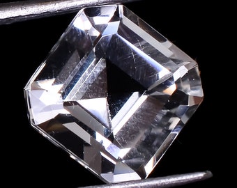 Asscher Cut Clear Quartz Gemstone: Gemini Zodiac Crystal, 8x8 mm