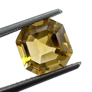 Asscher Cut Citrine Quartz Gemstone, Natural Citrine Quartz Faceted Gemstone, Octagon Asscher, Healing Crystals Jewelry Calibrate Size 8X8mm