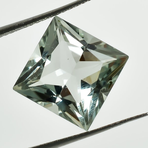 Natural Green Amethyst Square Princess Cut, Prasiolite Square Loose Gemstone, Green Amethyst Square Princess Cut Size Size 12.0X12.0X8.5 mm