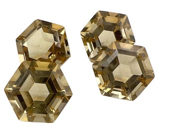 Champagne Quartz Gemstone: Hexagon Step Cut, 9mm Loose Stone