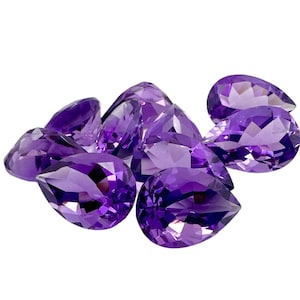 Natural Amethyst Pear Shape Faceted Healing Gemstone, Amethyst Brilliant Cut Loose Gemstone Crystal Jewelry Making Supply, Size 12X8 mm