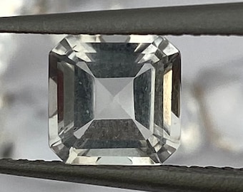 Asscher Cut Clear Quartz Gemstone, Natural Faceted Crystal (6X6mm)