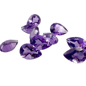 Amethyst Pear Shape Faceted Healing Gemstone, Natural Amethyst Brilliant Cut Loose Gemstone Crystal Jewelry Making Supply, Size 7x5 mm