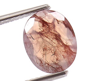 Red Moss Agate Oval Gemstone Crystal, Blood Shoot Moss Agate Mineral Healing Gemstone, Moss Agate Oval Brilliant Cut Size 10.0X8.0X3.5 MM