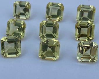Lemon Quartz Gemstone: Faceted Octagon Asscher Cut, 6mm