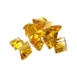Natural Citrine Quartz Square Shape Faceted Gemstone, Citrine Square Step Cut, Yellow Citrine Quartz Loose Gemstone Jewelry, Size 7x7 mm