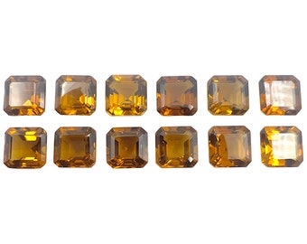 Cognac Quartz Gemstone: Natural Octagon Asscher Cut, 8.0x8.0 MM