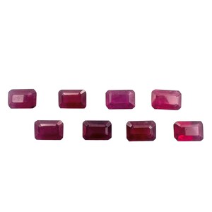 Emerald Cut Glass Filled Ruby Gemstone, Octagon Shape (6.0X4.0 MM)