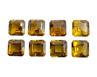 Natural Cognac Quartz Gemstone, Octagon Asscher Cut (7.0X7.0X5.0 mm)