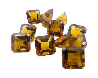 Natural Cognac Quartz Gemstone: Octagon Asscher Cut (6.0x6.0-10.0x10.0 MM)