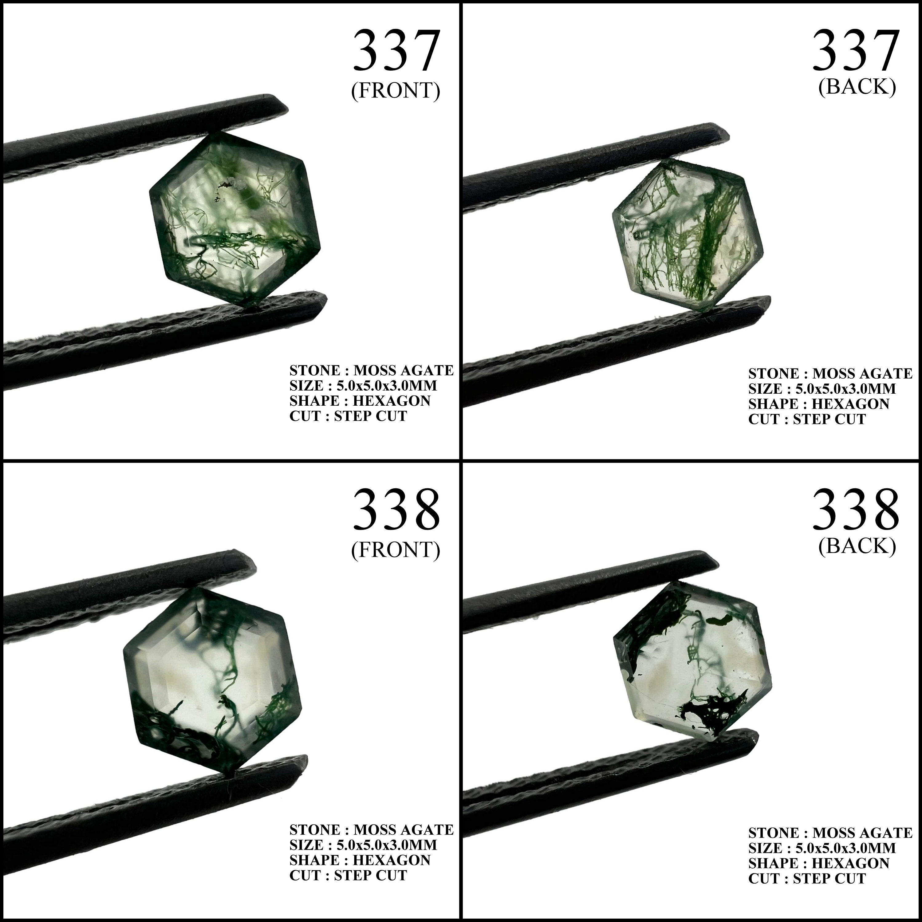 Moss Agate Gemstone: Hexagon Step Cut Healing Crystal (5.0X5.0X3.0