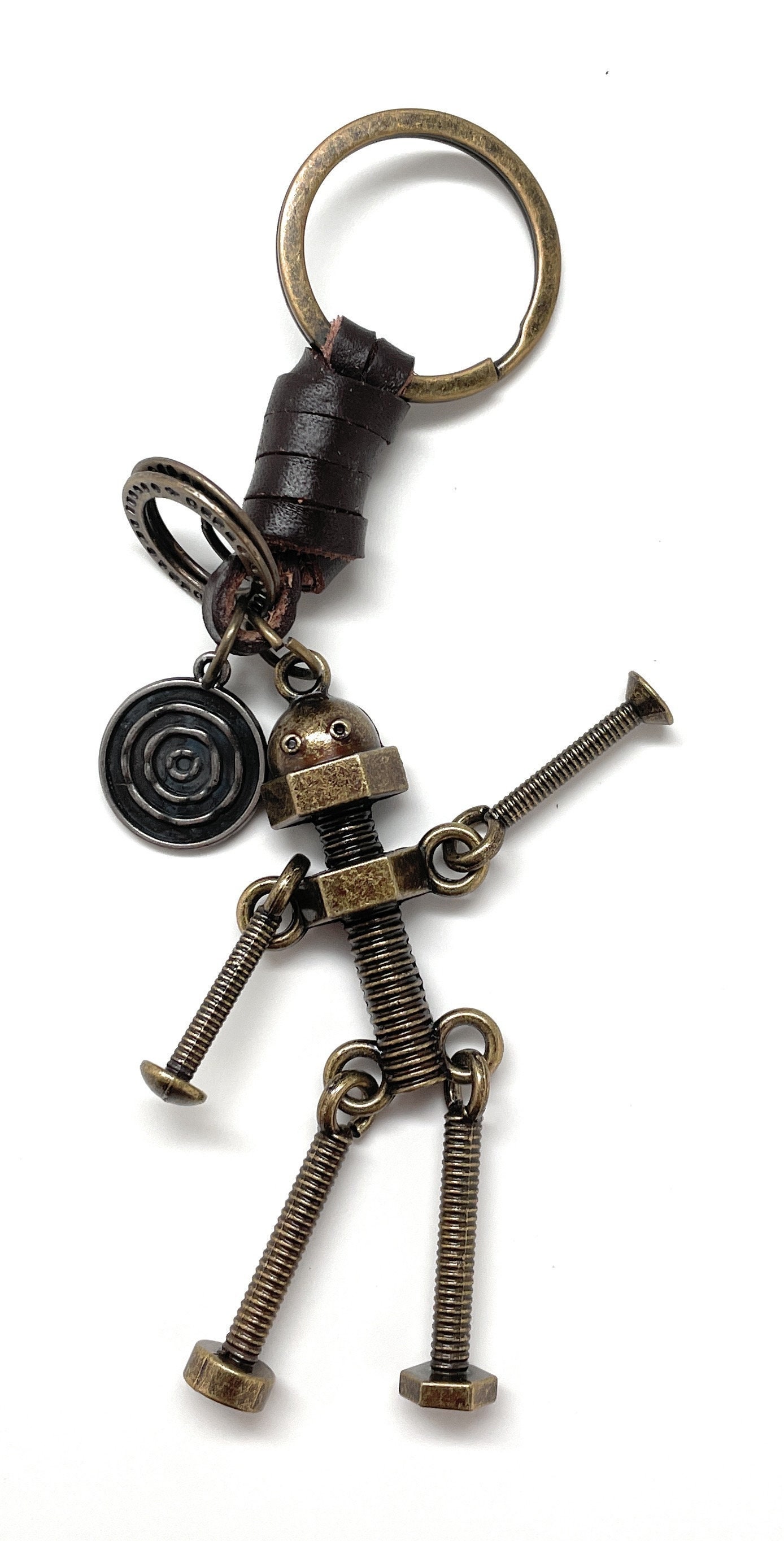 Porte-clés Robot en cuir véritable et métal, porte-clés de voiture, homme  en métal, détails 3D -  France