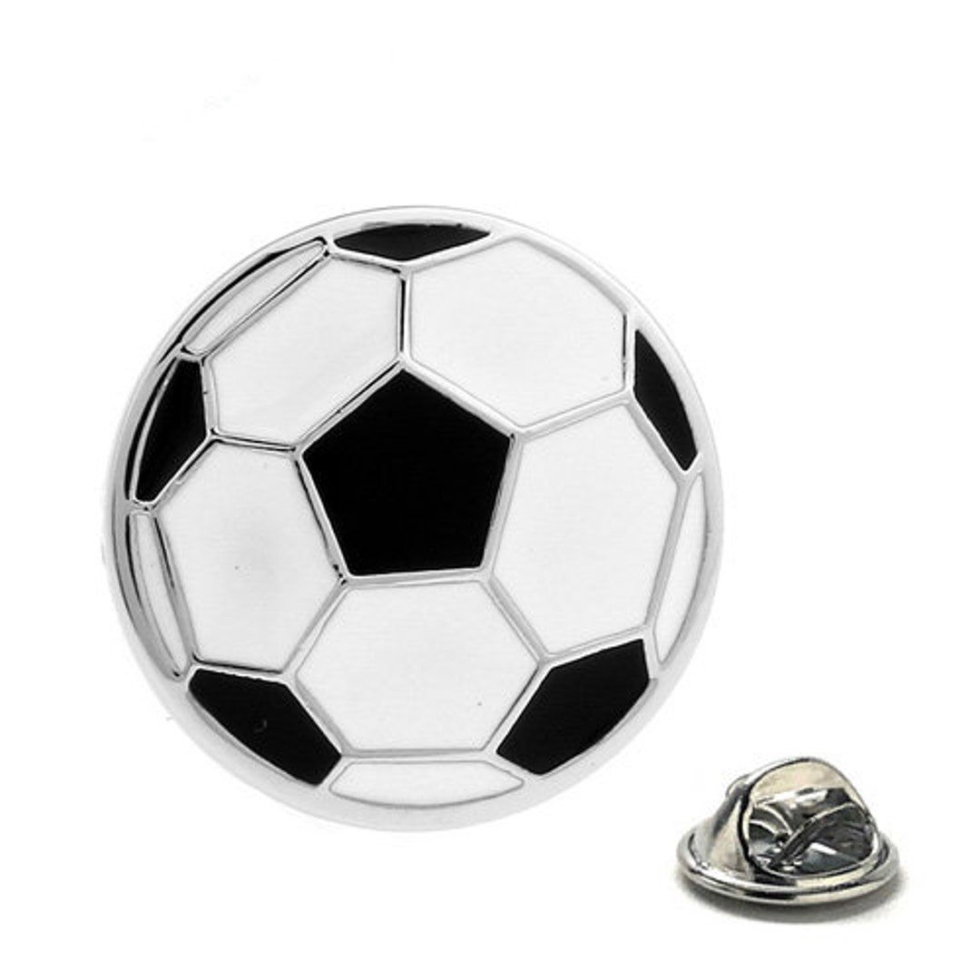 Soccer Ball Pin Silver Rhodium Platting With Black and White Etsy