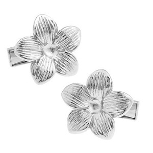 Hawaiian Silver Hibiscus Cufflinks Silver Lucky Hawaii Tropical Flower Wedding Groomsmen Cuff Links Groomsmen Cufflinks