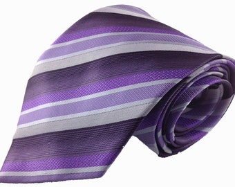 Men's Necktie Silk Tie Shades of Purple Stripes Silk Tie Hand Made Executive Pro Design Birthday Christmas Valentine's Gift Wedding Ties