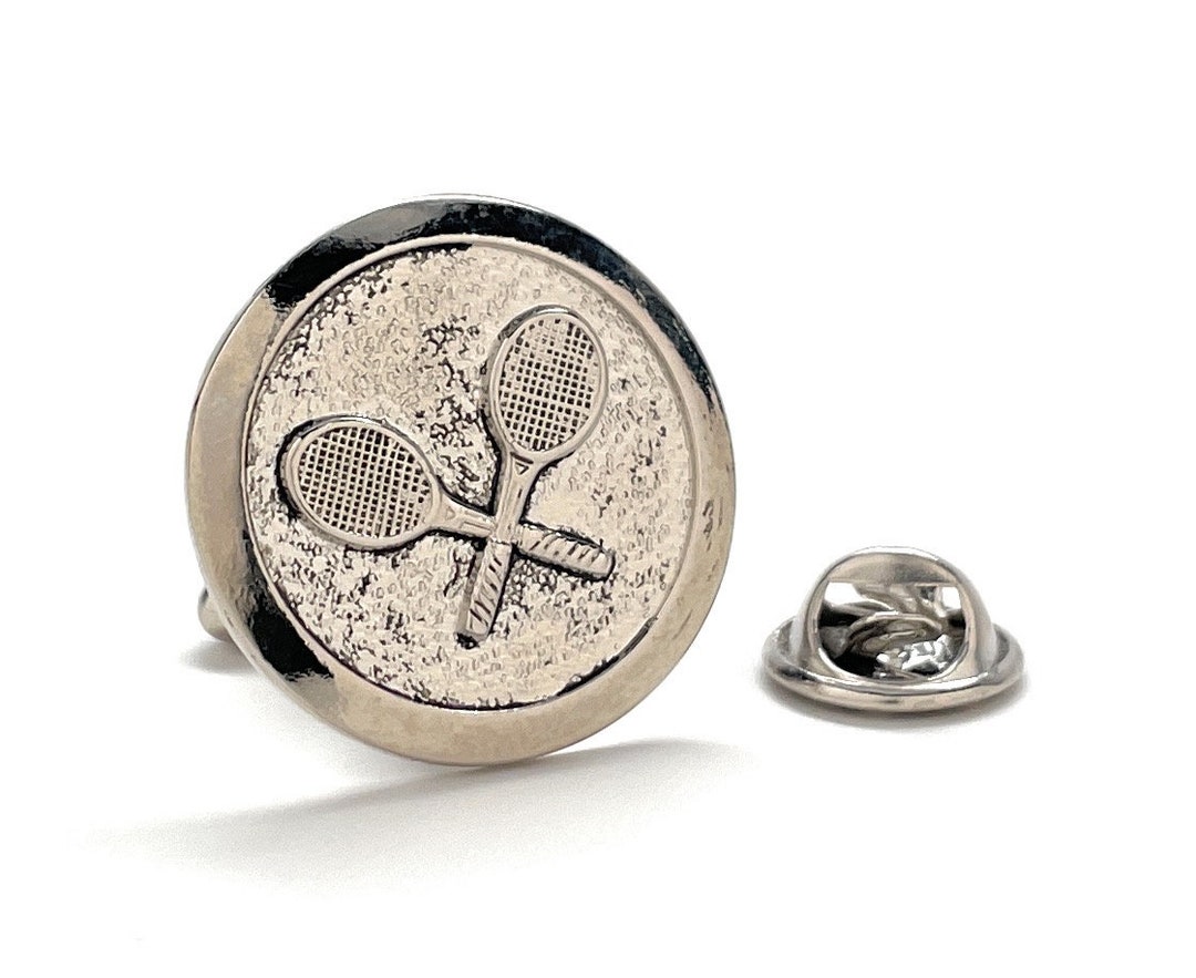 Vintage Tennis Rackets Pin Silver Pin Tennis Lapel Pin Tennis Hat Pin