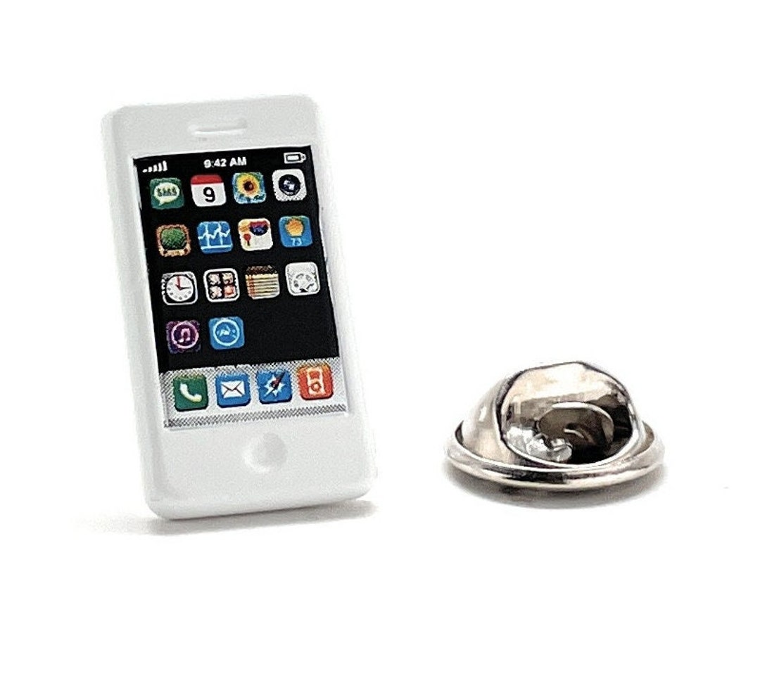 Mobile Phone Pin White Trim Enamel Pin Smart Phone Lapel Pin Etsy