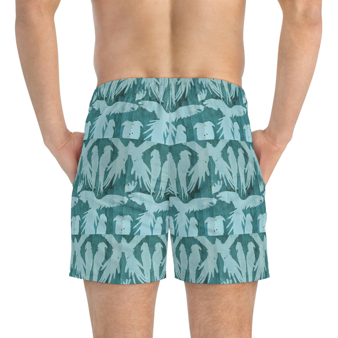 Mens Swim Suit Tropical Parrots Mens Swimwear Fun Print Swim Trunks