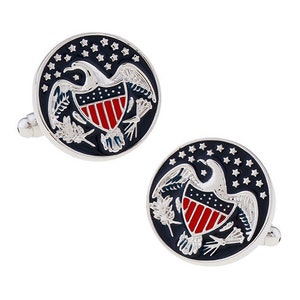 Old School Election Cufflinks America the Beautiful Eagle Bird Cuff Links Stars and Shield Republican Democrat Party Shield