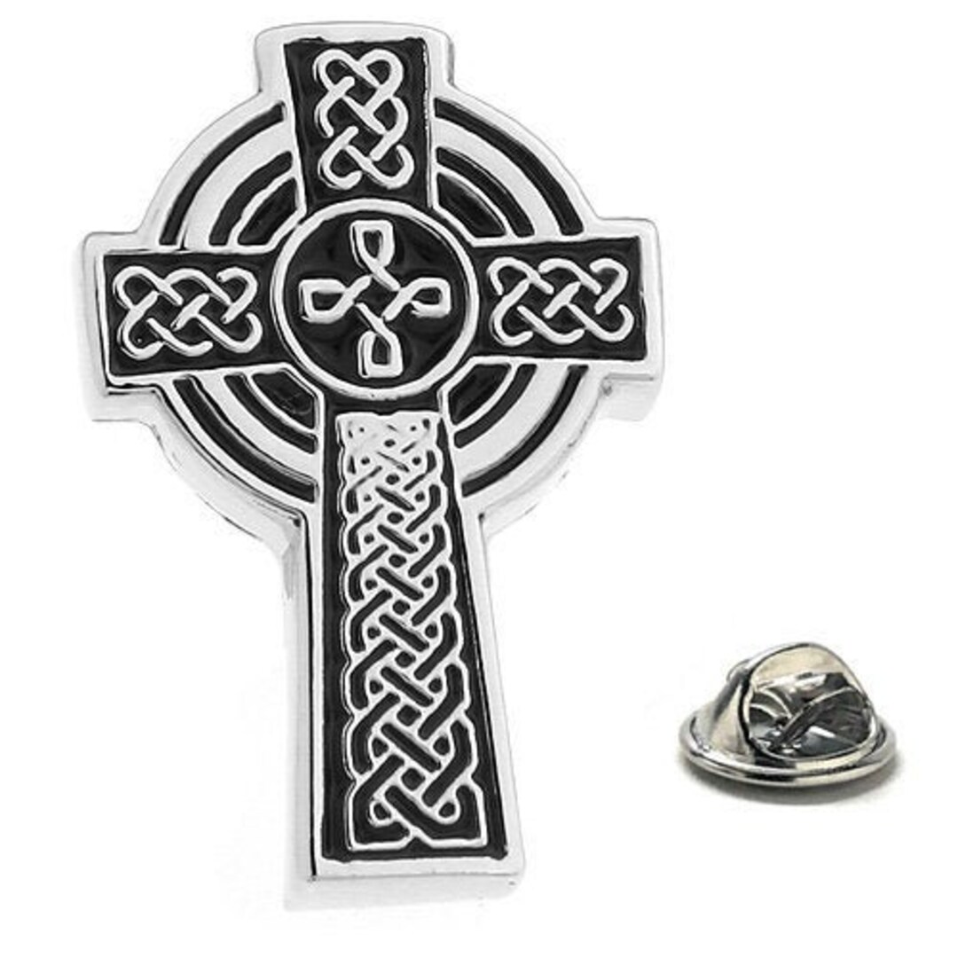 Celtic Cross Lapel Pin Holy Father Black Enamel Pin Design Tie Tack Pin