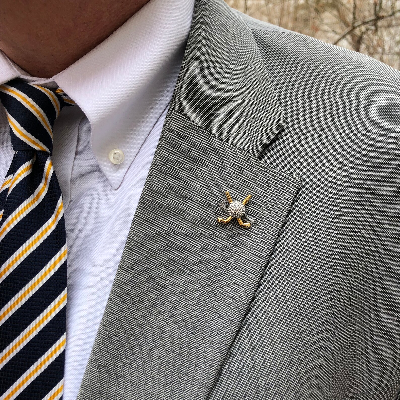 Lapel Pin Golf Clubs and Ball Enamel Pin Gold and Silver Etsy UK