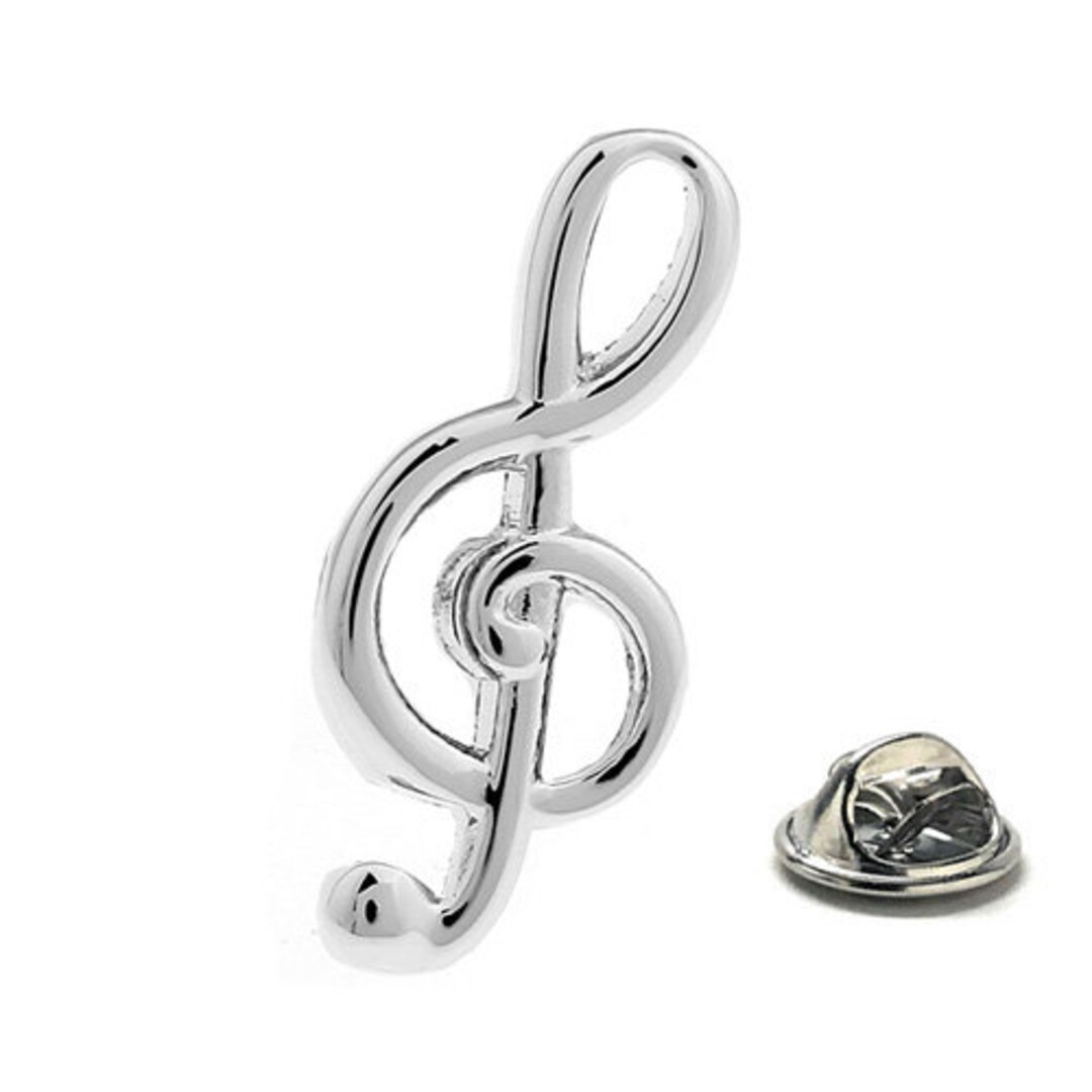 Music Note Pin Silver Cutout Design Treble Clef Note Lapel Pin Etsy