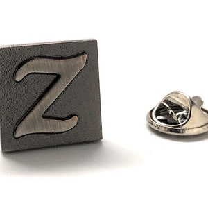 Letter Z Lapel Pin Initials Enamel Pin Gunmetal Finish Alphabet Lanyard Pin Name Badge Pin Wedding Pin Anniversary Tie Tack Pin