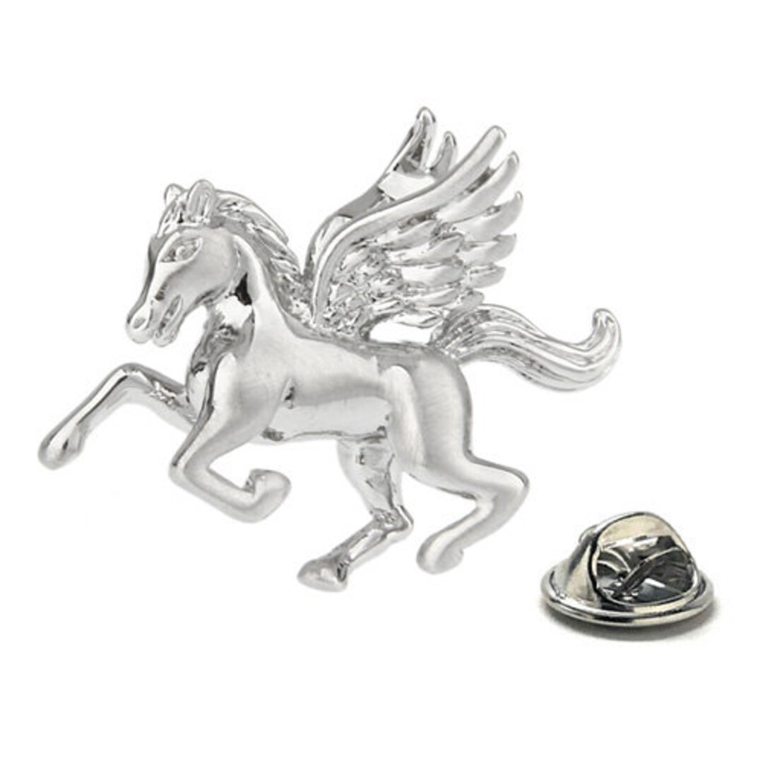 Pegasus Pin Silver Shinny 3D Lapel Pin Design Highly Detailed Greek
