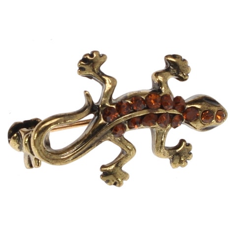 Lizard shops Pin 3D Design Antique Bronze with Amber Crystals Enamel Pin Lizard Lapel Pin Highly Detailed Tie Tack Backpack Pin Lanyard Pin