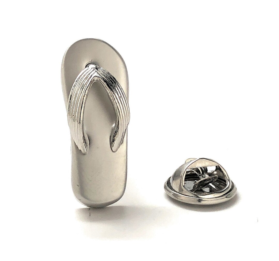 Flip Flop Pin Silver 3D Design Enamel Sandals Shoe Lapel Pin - Etsy