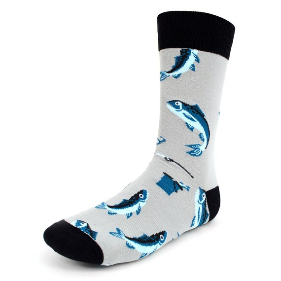 Calcetines de hombre con dibujos para pescadores, azul con