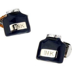 Black Fountain Pen Cufflinks Cool Classic Writers Novelty Business Cuff Links Comes Chain Backing Writer Gifts Novelist Gift English Teacher