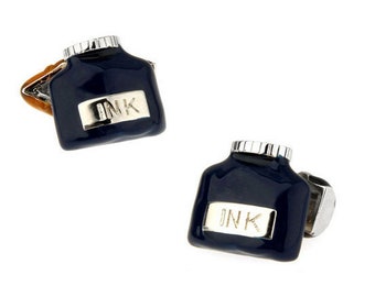 Black Fountain Pen Cufflinks Cool Classic Writers Novelty Business Cuff Links Comes Chain Backing Writer Gifts Novelist Gift English Teacher