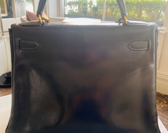 Hermes Kelly Bag 28 Retourne in Midnight blue leather **Authentic &  Verified** ✅