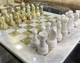 Marble Chess set | Green Onyx Large Chess set Handmade | Luxury Gifts, Gifts for him, Christmas Gifts, Unique gifts for Housewarming