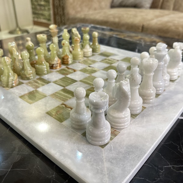 Marble Chess set | Green Onyx Large Chess set Handmade | Luxury Gifts, Gifts for him, Christmas Gifts, Unique gifts for Housewarming