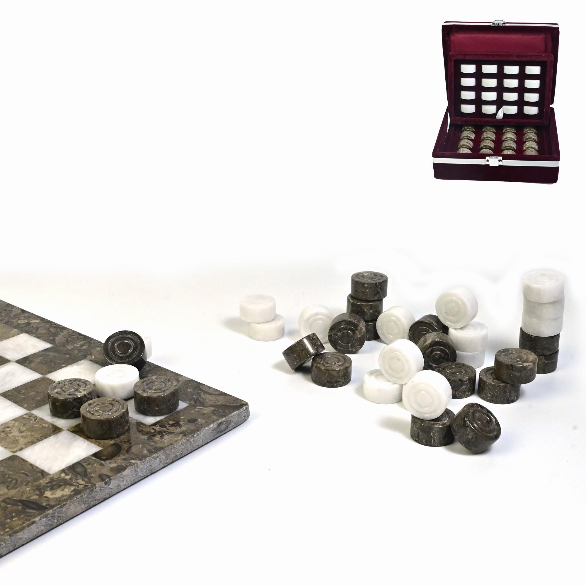 Ceramic Checkers Handmade Marble Checker Set – 32 Luxury Pieces With Storage Box – Gift ...