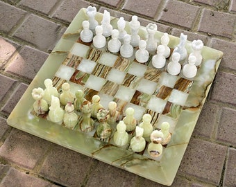 Marble Chess set | Green Onyx Large Chess set Handmade | Luxury Gifts, Gifts for him, Christmas Gifts, Unique gifts for Housewarming