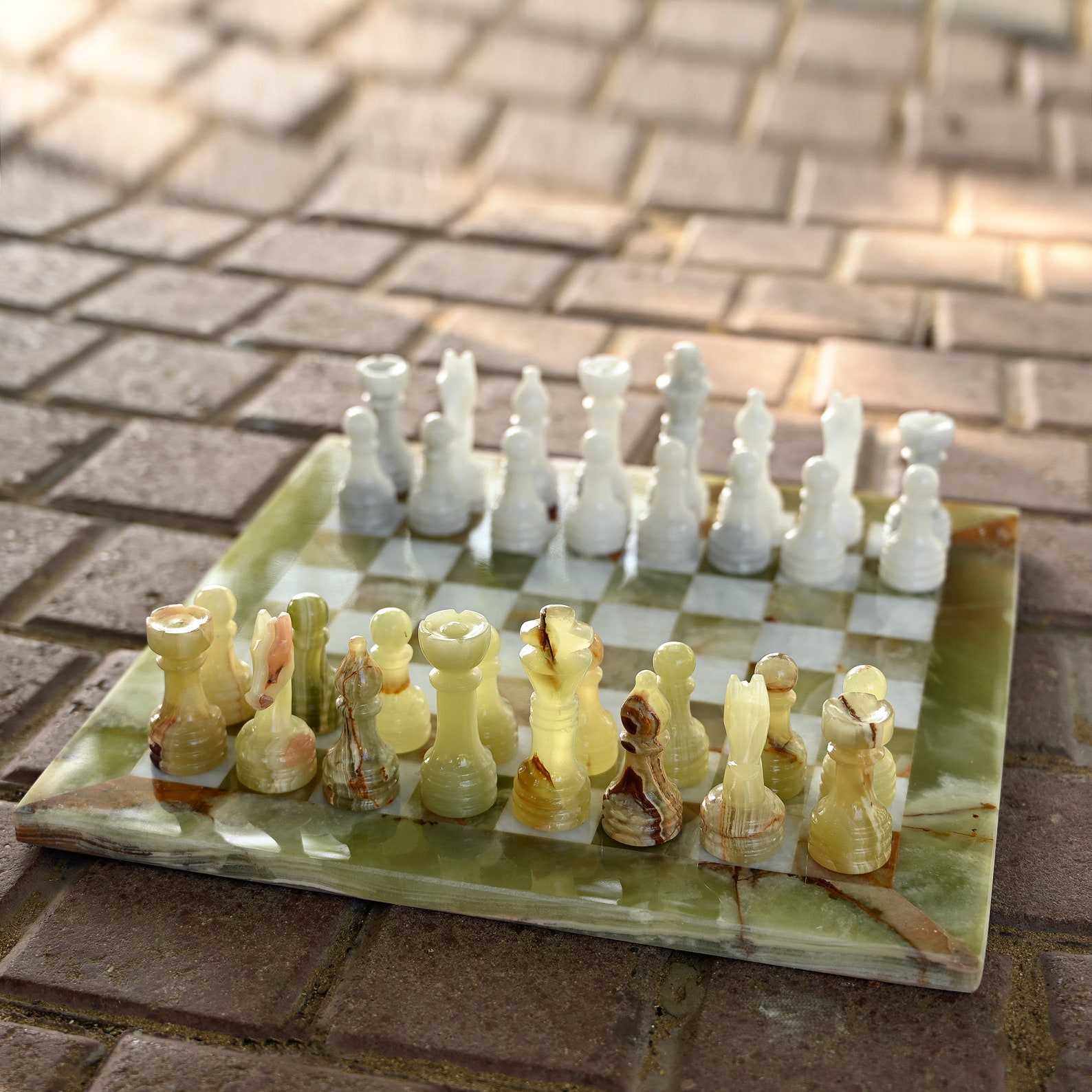 Green Onyx Marble Chess Set: 12-Inch Chess board