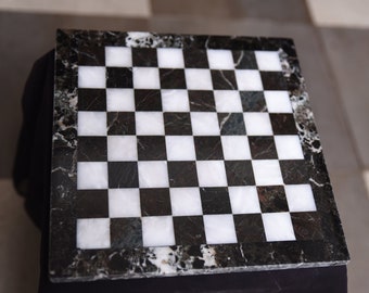 Elegant Marble Chess Board: Handcrafted in Black Zebra and White | Perfect Gift for Him or Her | 30cm x 30cm