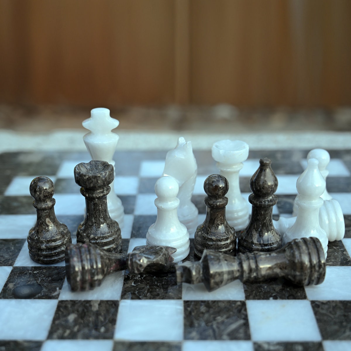 Handmade Marble Chess Pieces: Grey & White, Fits 12-16" Board - Etsy