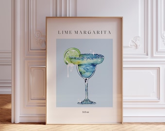 Margarita Wall Art | Cocktail Print | Bar Cart Art | Fresh Lime Drink Art | Digital Margarita Print | Home Bar Art | Tropical Cocktail Print